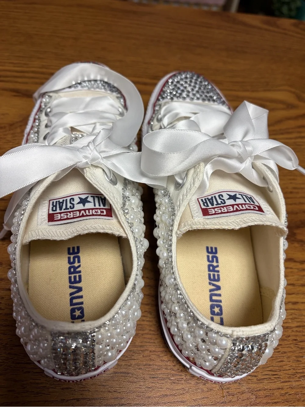 Converse All Star custom pearl bling sneakers 7